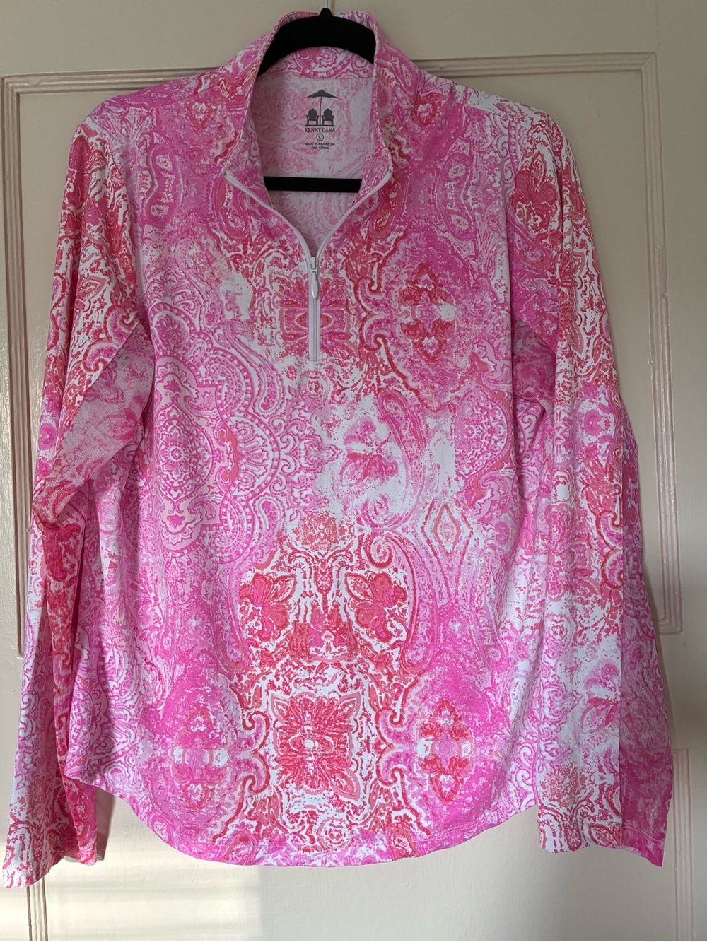 Pink Paisley Print Long-Sleeve Quarter-Zip Tee